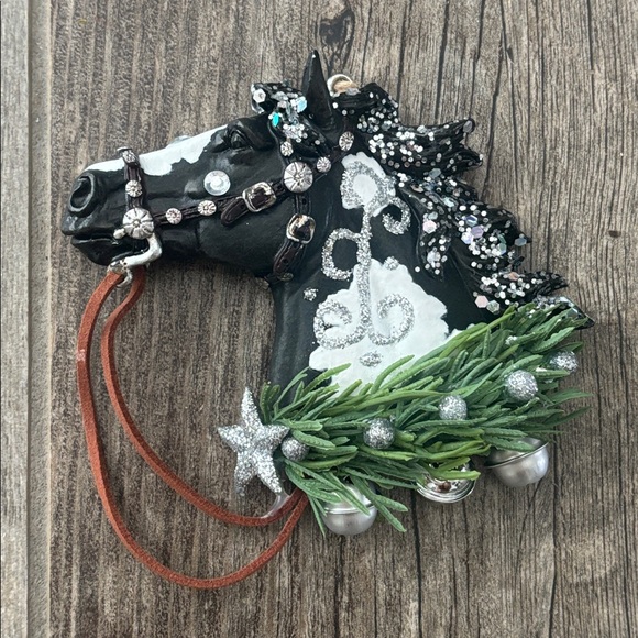 Holiday Horses: “Sleigh Bells". Decorated horse ornament in handcrafted designs. - Picture 13 of 15